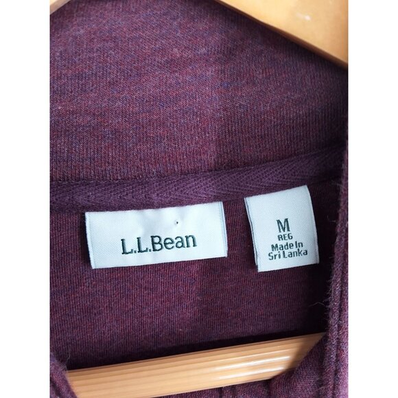L.L.Bean Quilted Quarter Zip Pullover Sweatshirt Dark Plum Medium - Picture 2 of 7